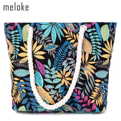 Leaves Shoulder Bags Cotton for Girls Large Size Beach Bags