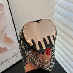 Women Love Heart Shape Evening Clutch Mini Purse, Chain Crossbody Bag