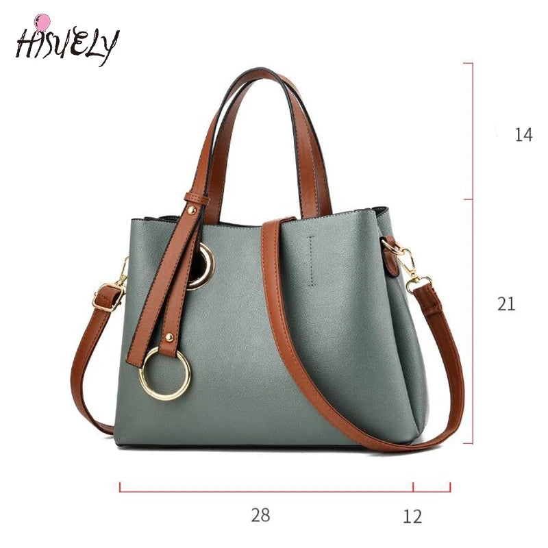 Vintage PU Leather Top-Handle Handbag for Women