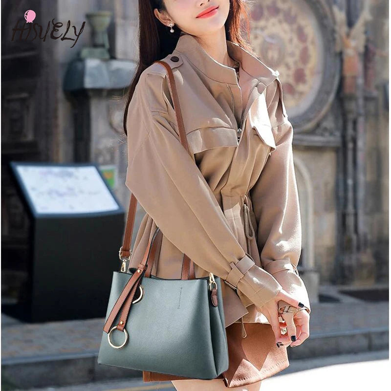 Vintage PU Leather Top-Handle Handbag for Women