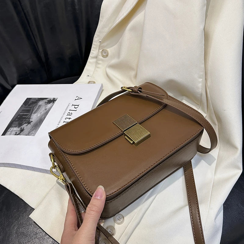 Leather High Single Shoulder Bag Woman Split Leather Lady Messenger Bag