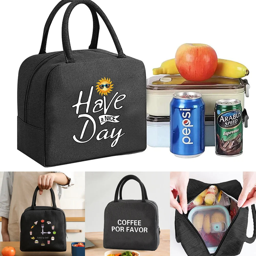 Insulated Canvas Lunch Bag Women Handbag Cooler Lunch Bags Portable Kids Thermal