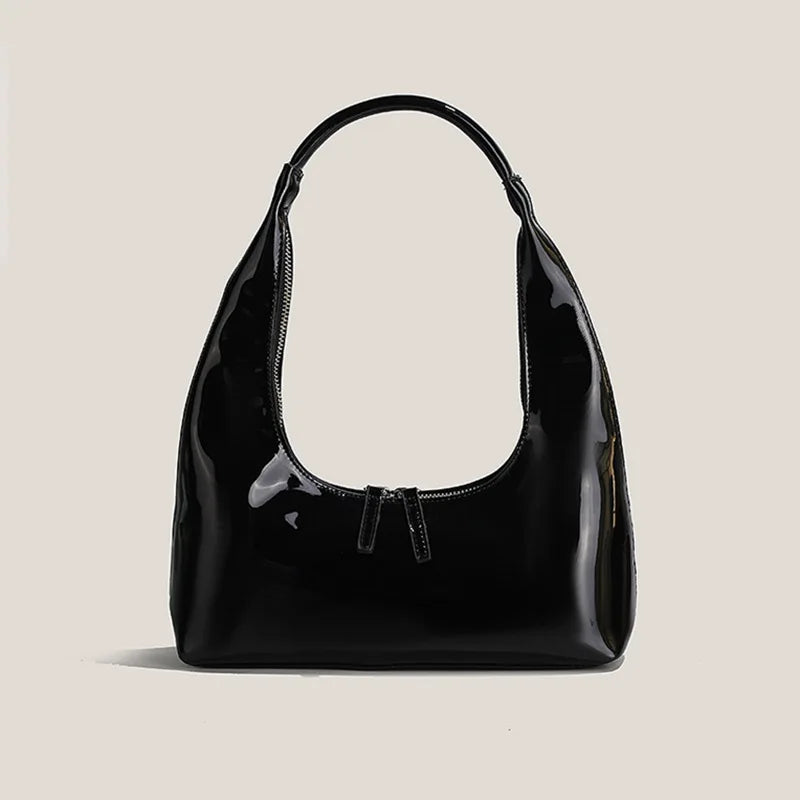 Women's Retro Patent Leather Shoulder Bag Western Style Handbag