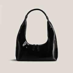 Women's Retro Patent Leather Shoulder Bag Western Style Handbag
