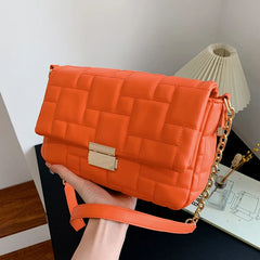 Women Messenger Bag Orange Chain Shoulder Evening Clutch