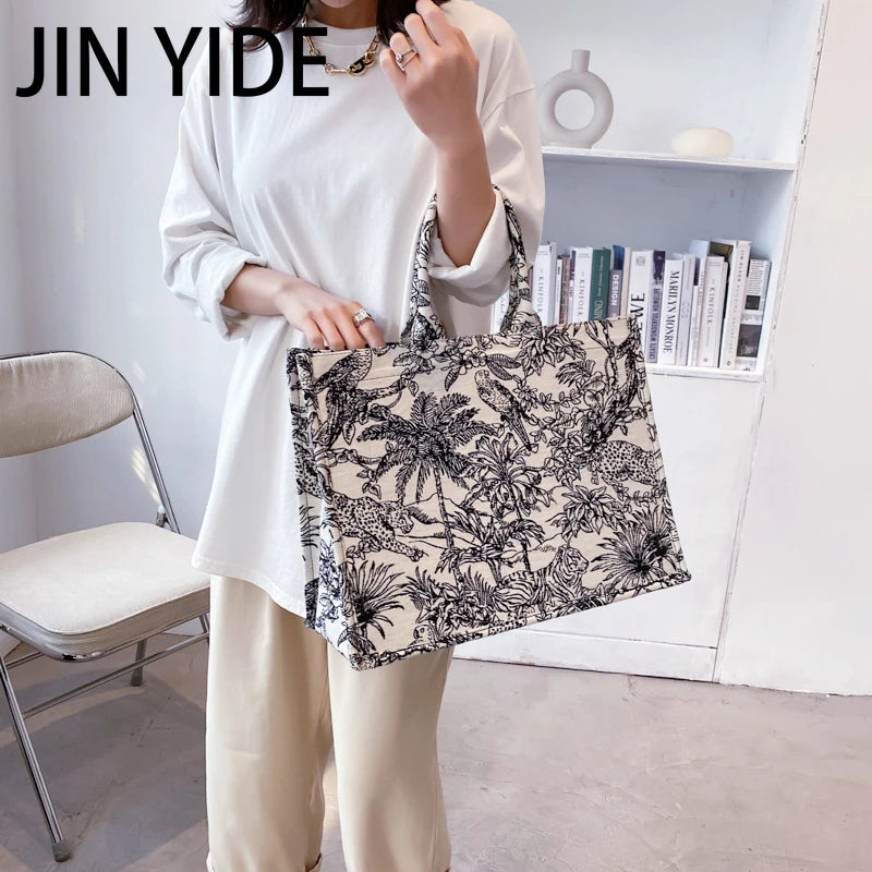 Embroidered Beach Shoulder Bag Canvas Tote Bag