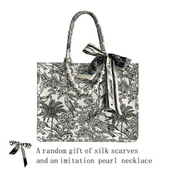 Embroidered Beach Shoulder Bag Canvas Tote Bag
