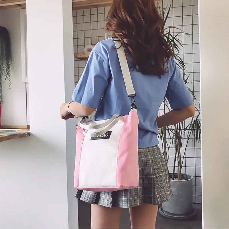 Canvas Women's Shoulder Bag Large Capacity Zipper Messenger Bag