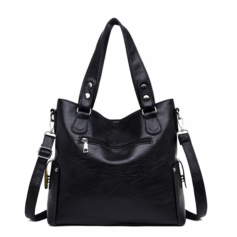 High Women Leather Handbag Rivet Package Large Tote Shoulder Bag Purse