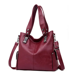 High Women Leather Handbag Rivet Package Large Tote Shoulder Bag Purse