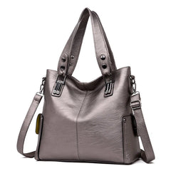 High Women Leather Handbag Rivet Package Large Tote Shoulder Bag Purse