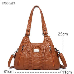 Soft Washed PU Leather Shoulder Crossbody Bag for Women