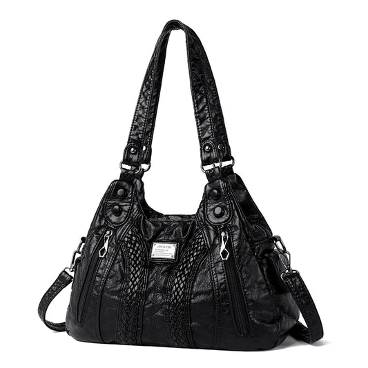Soft Washed PU Leather Shoulder Crossbody Bag for Women