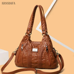 Soft Washed PU Leather Shoulder Crossbody Bag for Women