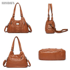 Soft Washed PU Leather Shoulder Crossbody Bag for Women