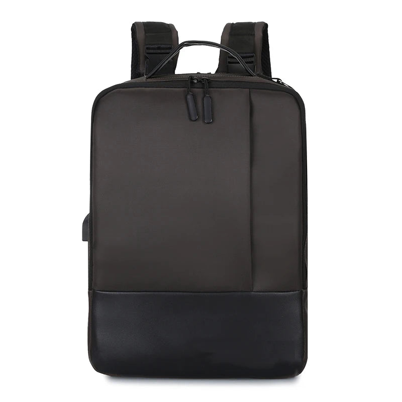 Men's Business Backpack Nylon Laptop Backbag 15.6 USB Charging Rucksack