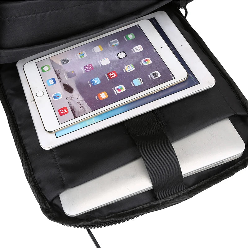 Men's Business Backpack Nylon Laptop Backbag 15.6 USB Charging Rucksack