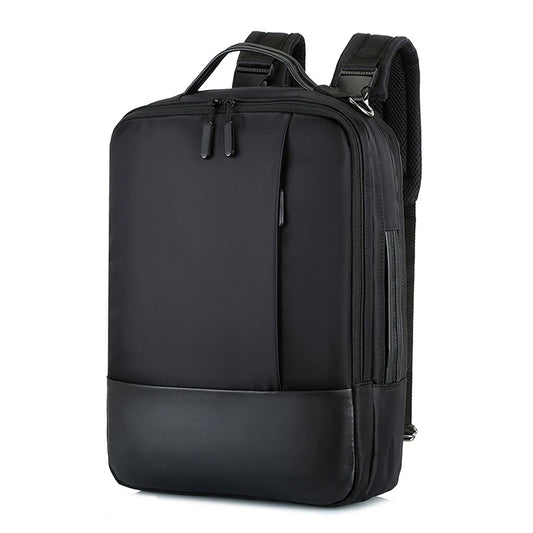 Men's Business Backpack Nylon Laptop Backbag 15.6 USB Charging Rucksack