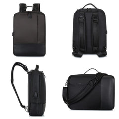 Men's Business Backpack Nylon Laptop Backbag 15.6 USB Charging Rucksack