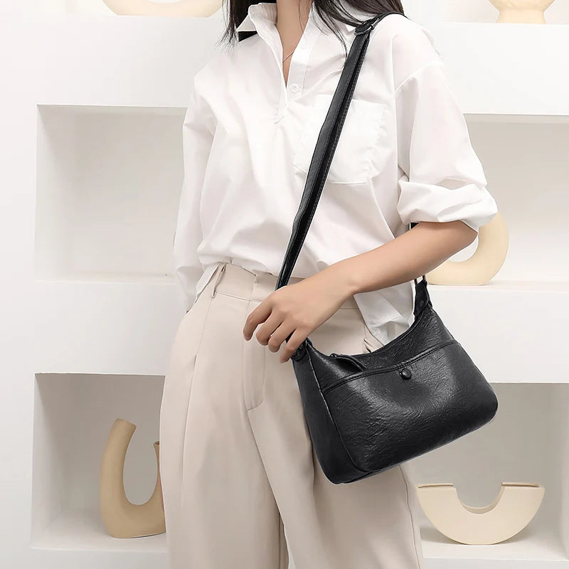 Women's PU Leather Business Handbag - Large Capacity Crossbody Bag