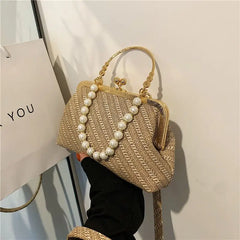 Vintage Striped Chain Shoulder Bag for Women