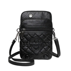 Vintage PU Leather Zippers Flap Bag Women Shoulder Handbag Crossbody Bag