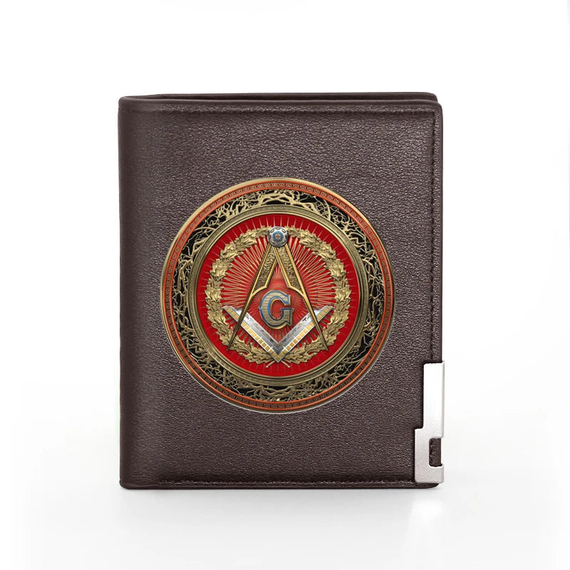 Masonic Leather Wallet Slim Credit Card/ID Holders