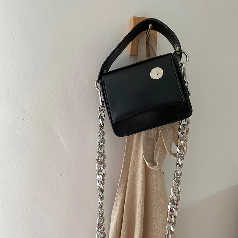 Mini Square Flap Bag PU Leather Women's Handbag Chain Shoulder Messenger Bags
