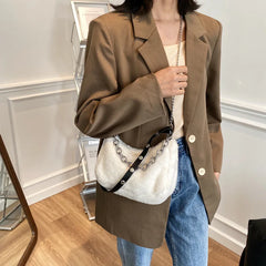 Vintage Plush Shoulder Bag for Women Casual Messenger Travel Totes