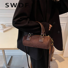 Velvet Cylinder Bag Mini Handbag Messenger Bag