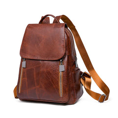 Women's PU Leather Waterproof Backpack Large Capacity Rucksack