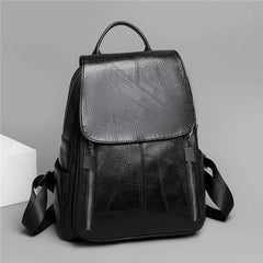 Waterproof PU Leather Backpack Large Capacity Rucksack