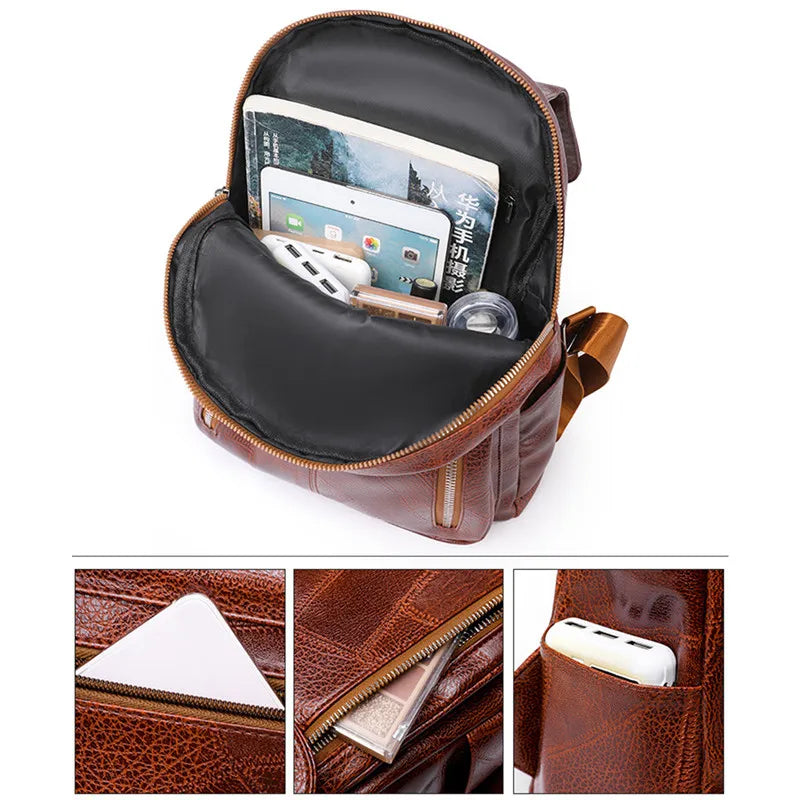 Women PU Leather Backpack Waterproof Rucksack Mochila