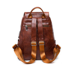 Women's PU Leather Waterproof Backpack Large Capacity Rucksack