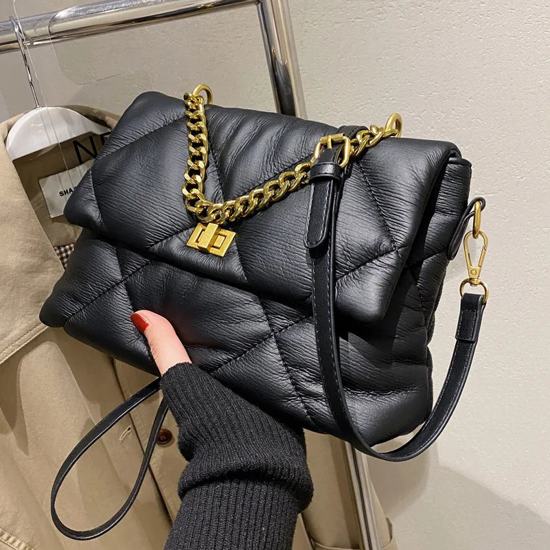Women's Rhombus Messenger Bag Soft Leather Chain Bag