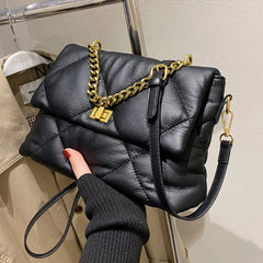 Women's Rhombus Messenger Bag Soft Leather Chain Bag