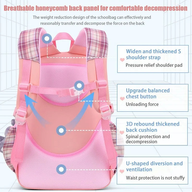 Bowknot Schoolbag Teenage Girls Kids High Capacity Orthopedic Backpack