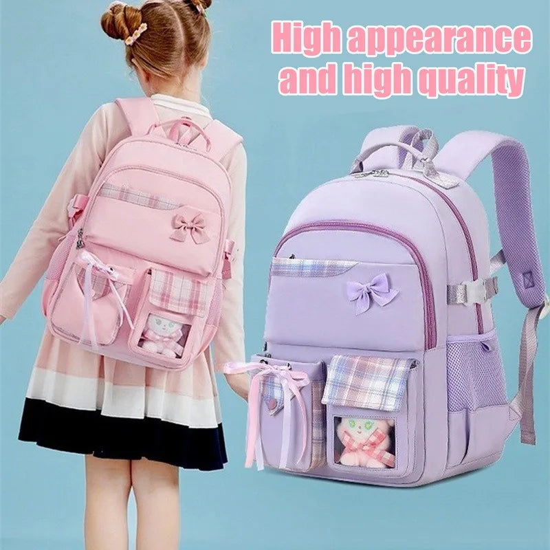 Bowknot Schoolbag Teenage Girls Kids High Capacity Orthopedic Backpack