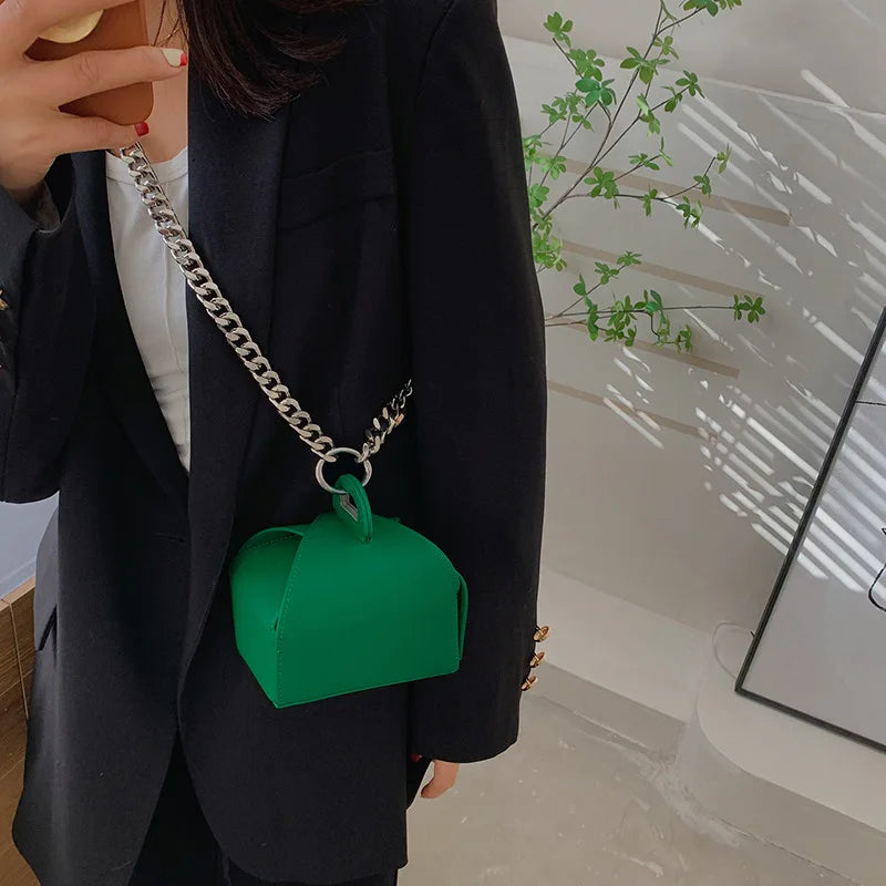 Thick Chain Ladies Box Bag Shoulder Messenger Bag