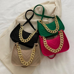Casual Texture Retro Chain One Shoulder Underarm Bag Handbag for Women