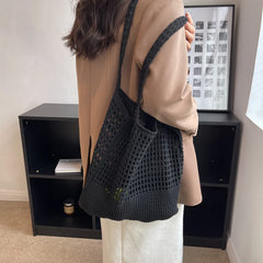 Casual Fashionable Handbags Large Capacity Knit Tote Beach Shoulder Bags