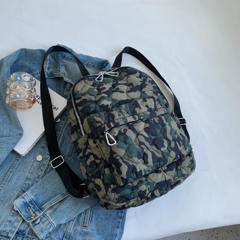 Plaid School Backpack Women's Bag Winter Space Cotton Backpacks for Girls