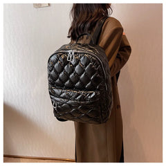 Plaid School Backpack Women's Bag Winter Space Cotton Backpacks for Girls