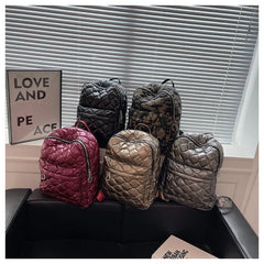 Plaid School Backpack Women's Bag Winter Space Cotton Backpacks for Girls