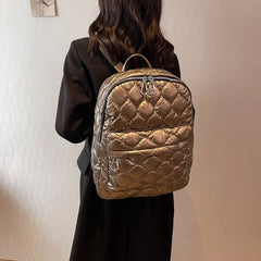 Plaid School Backpack Women's Bag Winter Space Cotton Backpacks for Girls