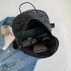 Plaid School Backpack Women's Bag Winter Space Cotton Backpacks for Girls
