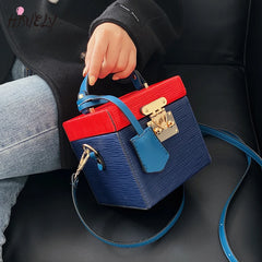 Stone Pattern Tote Bucket Bag Lock Shoulder Messenger Bag