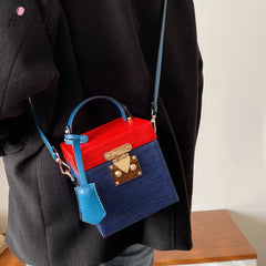 Stone Pattern Tote Bucket Bag Lock Shoulder Messenger Bag
