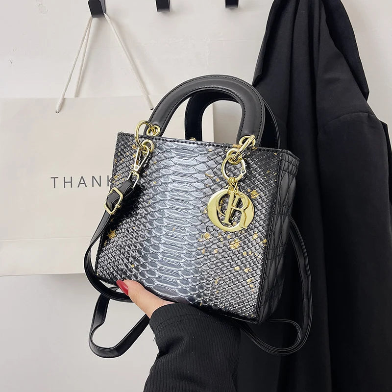 Metal Letter Shoulder Messenger Bag for Women