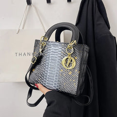 Metal Letter Shoulder Messenger Bag for Women